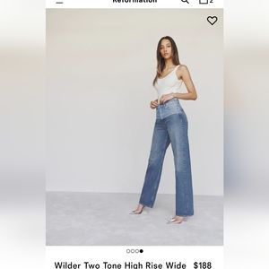 NWT Reformation Wilder Saratoga two-tone high rise wide leg jeans 26